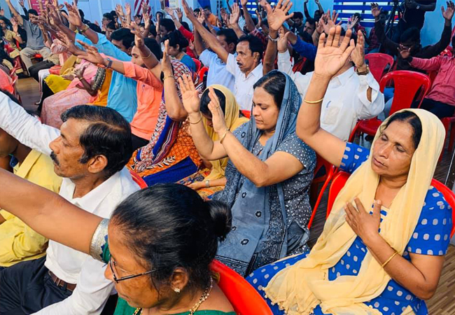 Hundreds gathered to the Rev Dr Bro Andrew Richard's Blessing prayer organised by Grace Ministry at its prayer centre in Balmatta, Mangalore here on Friday 13th, 2019. 